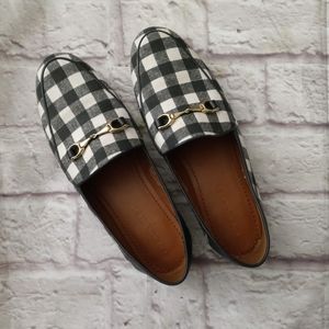 BOGO🆓 | Coach Navy/White Gingham Print Flats Loafers